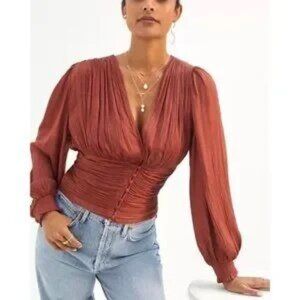 Anthropologie Current Air Cinched V-Neck Blouse
